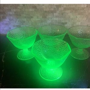 Vintage Uranium Glass Sherbet Cups set of 4